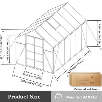 Szklarnia Gulches 10×12 ft z kotwami