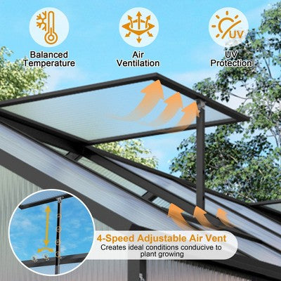 Czarna szklarnia Gulches 6×14 ft z podstawą