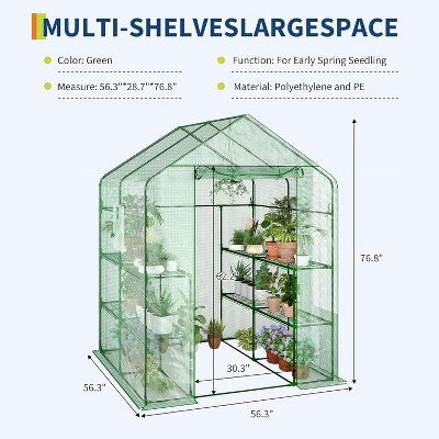GustoWave szklarnia 57x57x77 z półkami